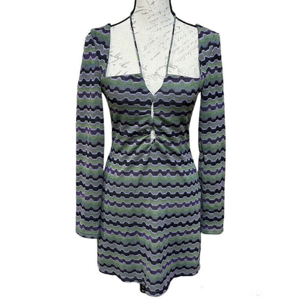Zara women dress 9511/328/050 polyester blend purple green sz S $79
